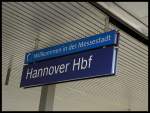 Bahnhofsschild von Hannover Hbf